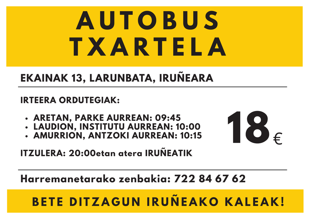 AUTOBUS TXARTELA IRUÑEARA